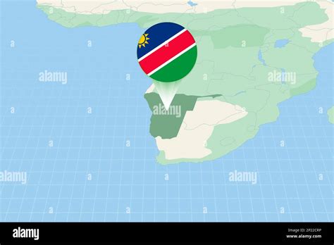 Map Illustration Of Namibia With The Flag Cartographic Illustration Of