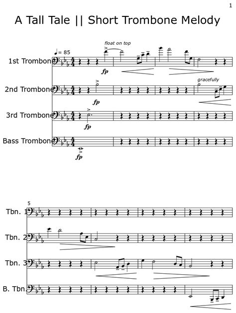A Tall Tale Short Trombone Melody Sheet Music For Trombone