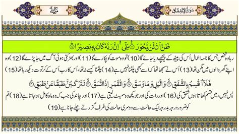 Surah Al Inshiqaq With Urdu Translation