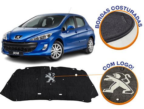 Forro Manta Capô Peugeot 308 2010 a 2019 Autoadesivo Presilhas Fixação