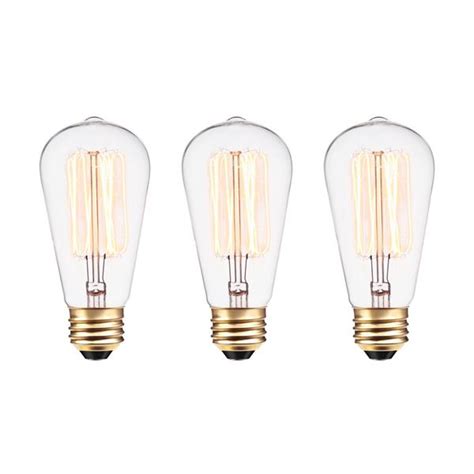 Globe Electric Ampoule à Filament Edison Incandescente S60 Paquet De 3
