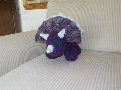 Crocheted Triceratops Stuffed Dinosaur Handmade Etsy