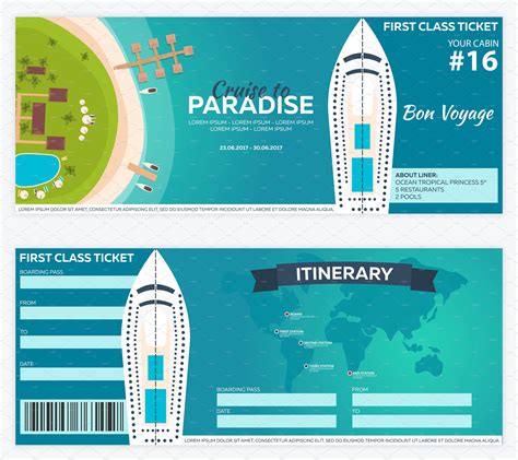 Sea Cruise Ship Boarding Pass Or Ticket Template Artofit