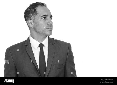 Mature Handsome Persian Businessman Thinking In Black And White Stock