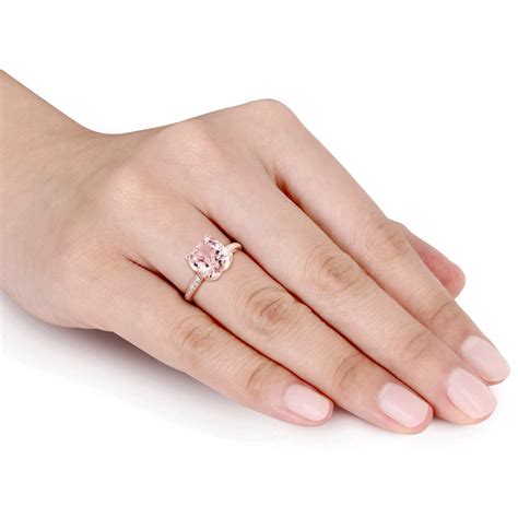 Mm Cushion Cut Morganite And Diamond Accent Engagement Ring In K