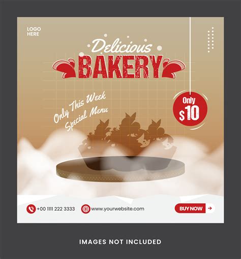 Social Media Post Post Bakery Template With Podium For Social Media