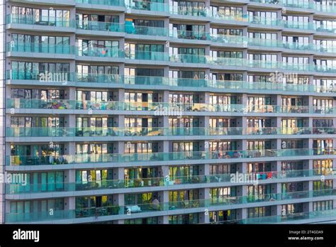 Balconies Glass Modern Building Residential And Inhabited With