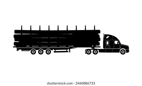 Timber Wood Truck Black Isolated Silhouette Stock Vector Royalty Free