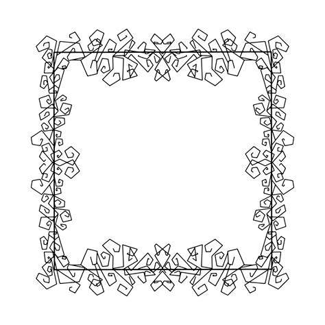 Doodle frame. Floral and geometric patterns.Black and white image ...