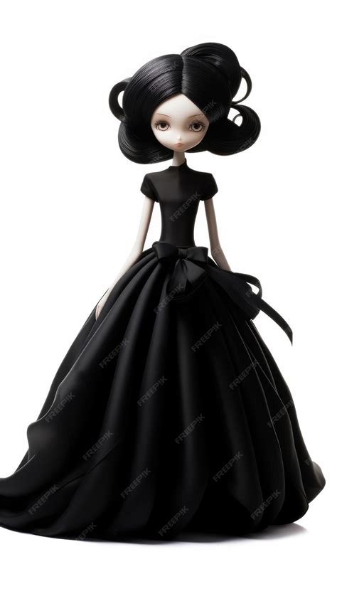 Premium Photo A Doll Wearing A Black Dress With A Bow On The Neck And