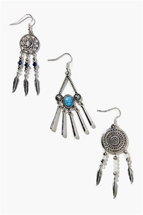 Faux Stone Dreamcatcher Drop Earring Set