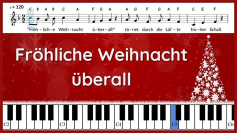 Fröhliche Weihnacht überall Text und Noten Piano instrumental