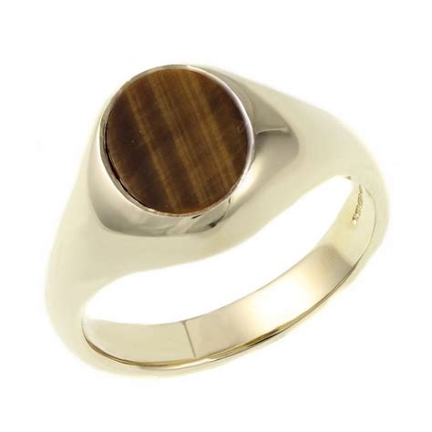 Ct Yellow Gold Mm X Mm Tigers Eye Signet Ring Jewellery From Mr