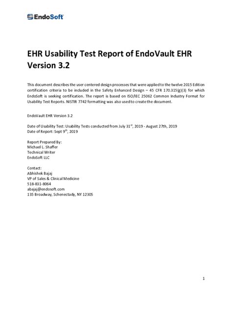 Fillable Online Ehr Usability Testing Assignment Docx The College Of