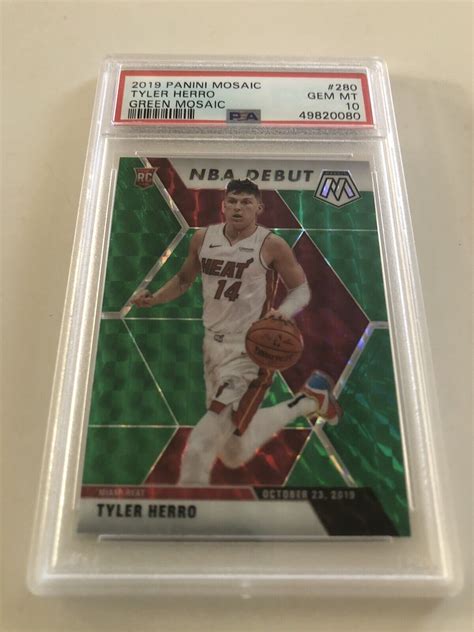 Tyler Herro 2019 Panini Mosaic Green Mosaic NBA Debut PSA 10 EBay