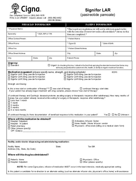 Fillable Online Signifor Lar Ccrd Prior Authorization Form Prior