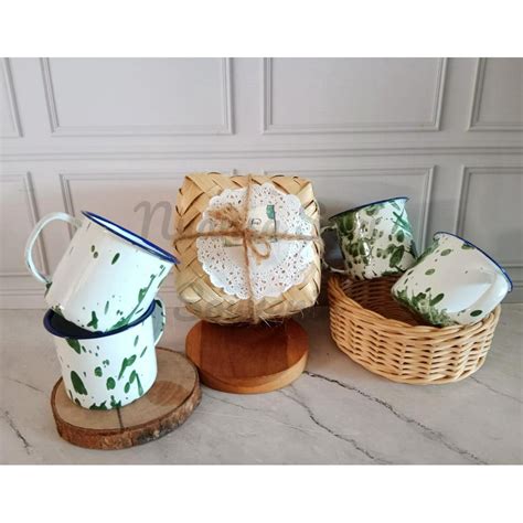 jual souvenir gelas mug enamel blirik cm cangkir kopi kaleng jadul