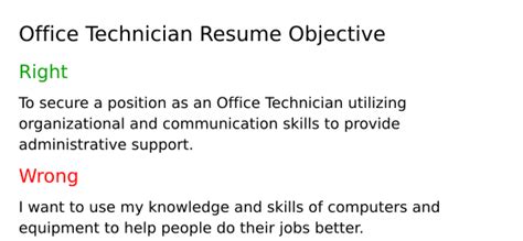 Top Office Technician Resume Objective Examples