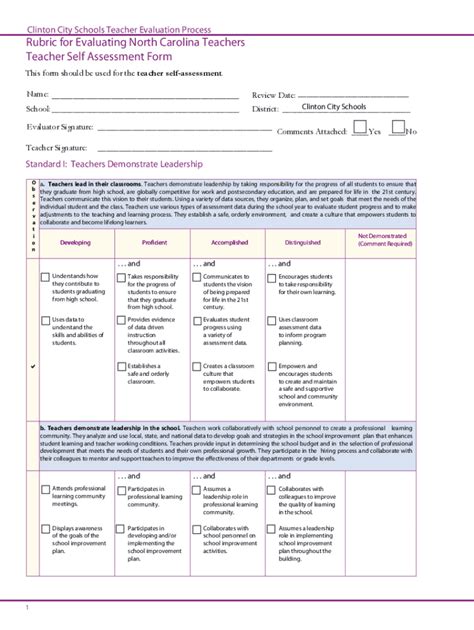 Fillable Online Rubric For Evaluating North Carolina Teachers Fax