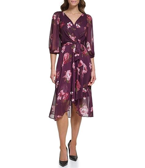 Dkny By Donna Karan Petite Size Floral Print 34 Balloon Sleeve