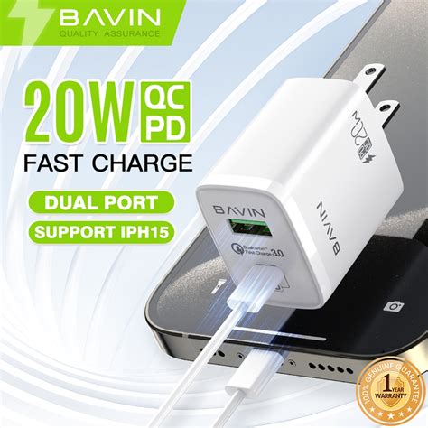 Bavin Pc Pc Pd W Qc Fast Charging Charger Adapter Dual Port