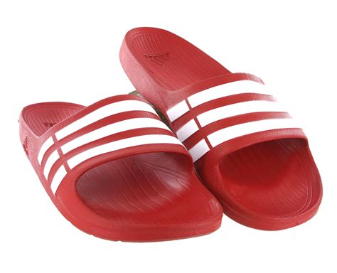 New Mens Adidas Duramo Slide Red Flip Flops Comfy Beach Sandals Size 11