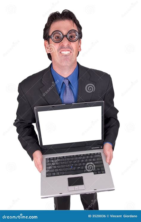 Business Geek With Laptop Stock Photo Image Of Person 3520036