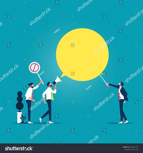Businessman Megaphone Speak Manager Refuse Metaphor Stock Vector