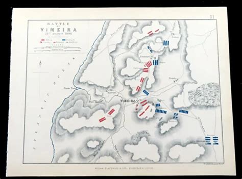 Battle Of Vimeiro Map Peninsular War Napoleonic Wars Antique