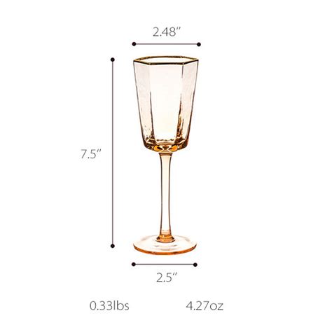 Hexagonal Gold Rimmed Wine Glass Champagne Color 7 Styles Apollobox