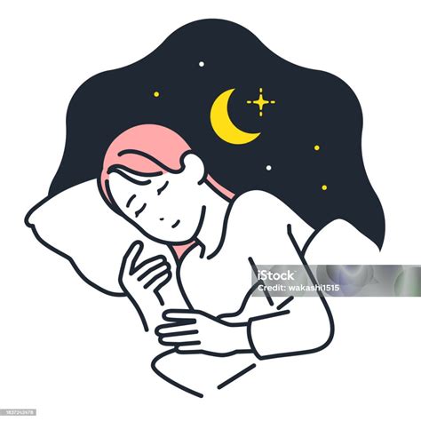 Simple Vector Illustration Material Of A Young Woman Sleeping In Bed