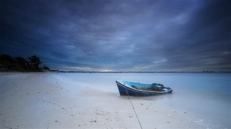 White and blue wooden boat, blue, sky, boat, water HD wallpaper | Wallpaper Flare