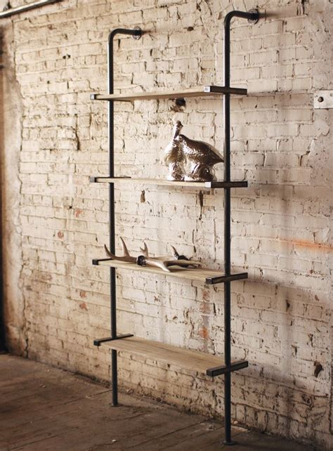 Wood & Metal Wall-Mount Shelving Unit