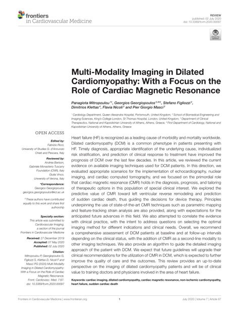 PDF Multi Modality Imaging In Dilated Cardiomyopathy With A Focus On