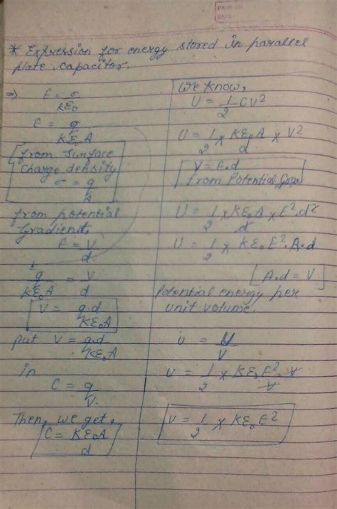 Derive An Expression For The Energy Stored In A Parallel Plate