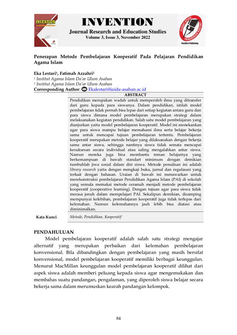 Pdf Penerapan Metode Pembelajaran Kooperatif Pada Pelajaran