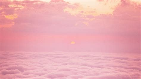 Wallpaper Clouds Slope Pink Sunset Hill In Pink Wallpaper