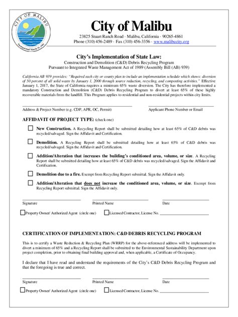 Fillable Online Construction Demolition Debris Recycling Fax