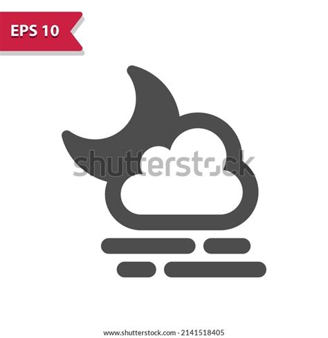 Foggy Weather Icon Fog Cloud Moon Stock Vector Royalty Free