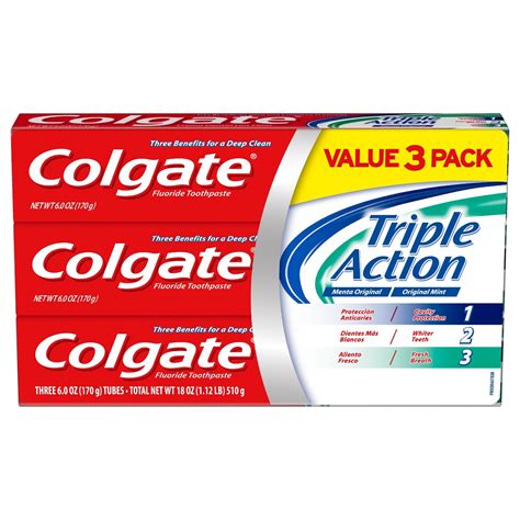 Colgate Triple Action Toothpaste Mint Ounce Pack