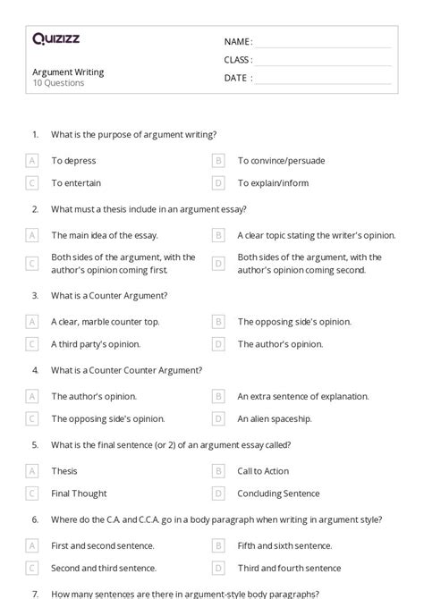 Printable Argument Writing Worksheets | Education.com - Worksheets Library