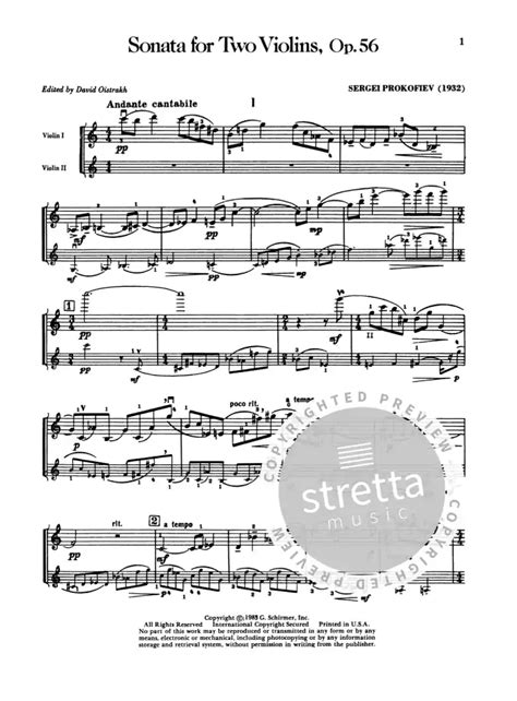 Sonata Op 56 For Two Violins Von Sergei Prokofjew Im Stretta Noten