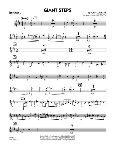 Giant Steps Arr Mark Taylor Tenor Sax 1 By John Coltrane Sheet