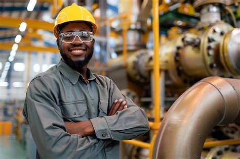 Portrait Of Smiling Professional Heavy Industry Engineer Worker Safety