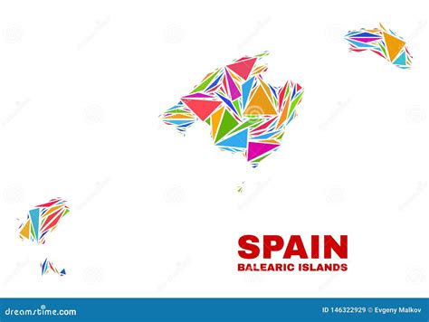 Balearic Islands Map Mosaic Of Color Triangles Stock Vector