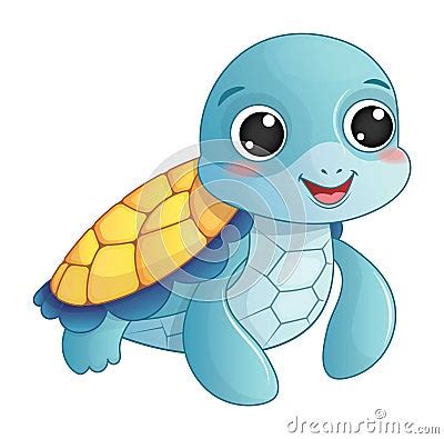 Vector Cute Cartoon Sea Turtle Cartoondealer