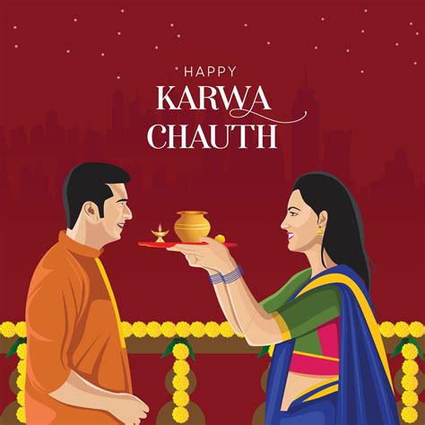 Happy Karwa Chauth Festival Card With Karva Chauth Is A One Day