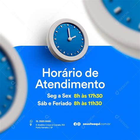 Horário de Atendimento Empréstimo Social Media PSD Editável download