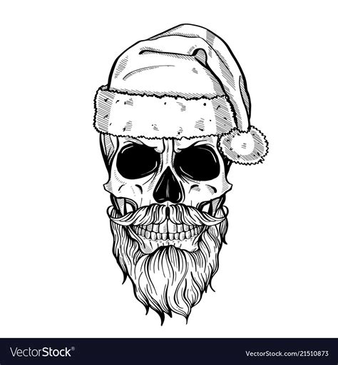 Hand Drawn Angry Skull Of Santa Claus Royalty Free Vector