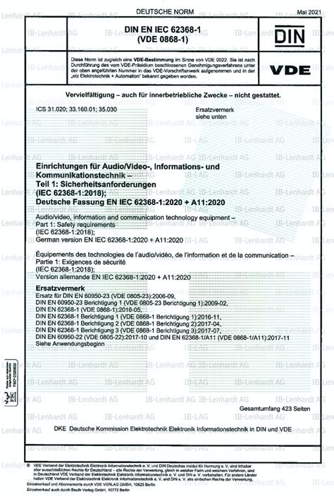 DIN EN IEC 62368 1 2020 A11 2020 Electrical Safety